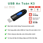 USB An Toàn K3 Pro Transcend Jet Flash 790 32GB - Chống virus - Mã hóa bảo mật dữ liệu (Sản phẩm mới)